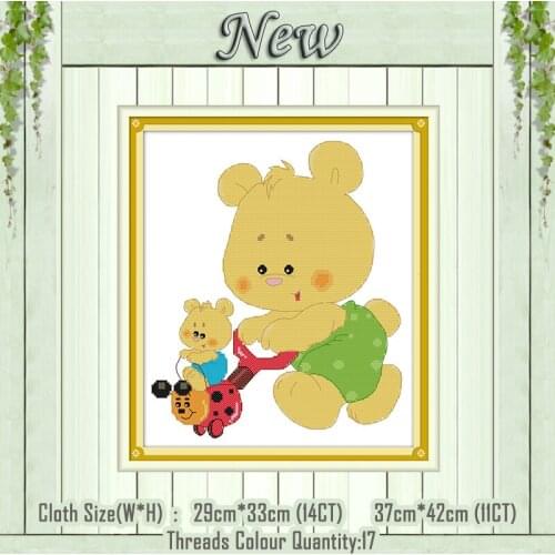 Two bears cartoon decor diy painting 11CT Counted printed on Canvas DMC 14CT chinese Cross Stitch Embroidery kits Needlework Set