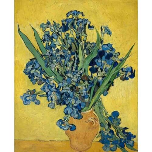 Iris flower oil painting Handmade Needlework Embroidery DIY Aida Cross Stitch Kits Crafts 14CT Unprinted Home decor wall Arts