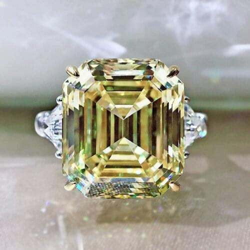 Luxury 925 Silver 14*16MM Square Cut Simulated Moissanite Diamond Womens Ring Aniversary Party Jewelry Gift