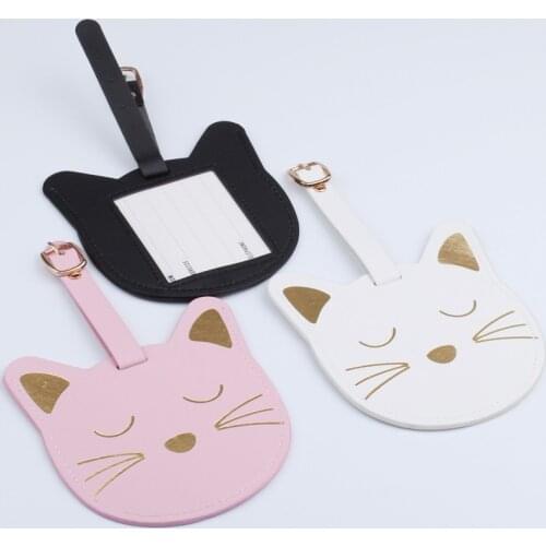 ISKYBOB Lovely Animal Suitcase Leather Cat LuggageTag Bag Pendant Travel Accessories Name ID Address VIP Invitation Label