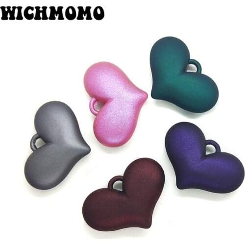 Fashion 5 Pieces 38*26mm Geometric Acrylic Rubber Paint Big Hearts Charms Beads for Diy Earring Necklace Jewelry Accessories