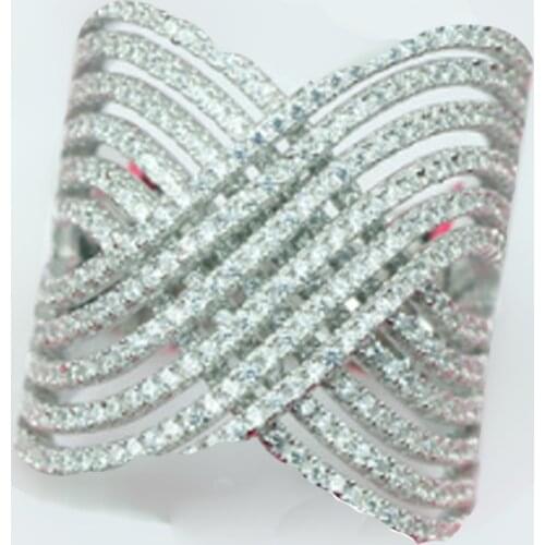 YaYI Fine Jewelry Fashion Princess Cut Inlaid with more than 200 Cubic Zirconia Silver Color Engagement Wedding Party Rings