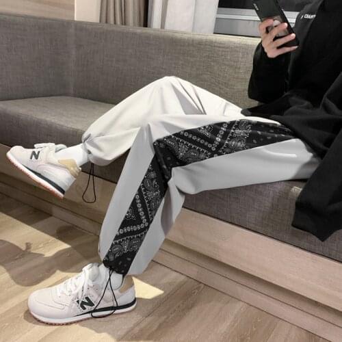 Mens Casual Oversize Graphic Printed Patchwork Pant Women 2021 Korean Fashion Male Wide Leg Casual Pants Clothing Hip Hop