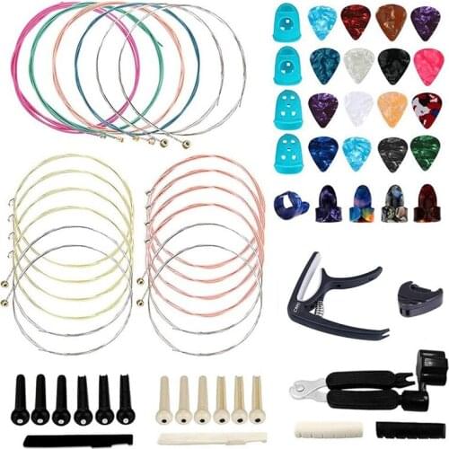 62 PCS Guitar Accessories Kit Acoustic Guitar Changing Tool for Guitar Players and Guitar Beginners
