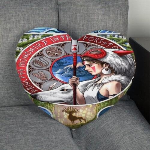 Custom Hayao Miyazaki painting Heart Pillow Cover Custom Zipper Pillowcase Cover Wedding Home Office Decorative 1pcs custom
