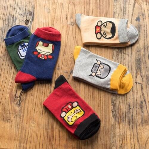 Fashion Brand Happy Socks Novelty Cartoon iron Man Cartoon Style Men Socks Harajuku Cotton Socks Men calcetines hombre
