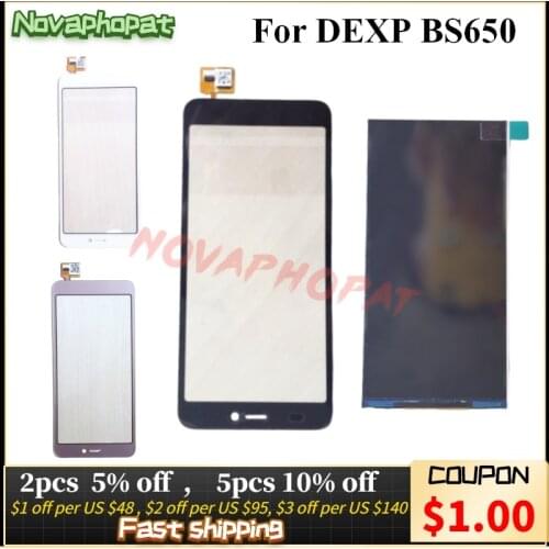 Novaphopat Black LCD Monitor for DEXP BS650 LCD Display Screen + Touch Screen Digitizer Sensor Replacement +tracking