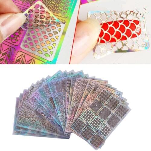 Newest Arrival 24 Sheet DIY Nail Art Hollow Template Stickers Reusable Stamping Stencil Mold