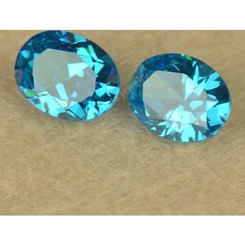Wholesale 5A 2*3~13*18mm Dark Blue Aquamarin-e Loose CZ Gems Oval Shape Cut Synthetic Cubic Zirconia Stone For Jewelry Making