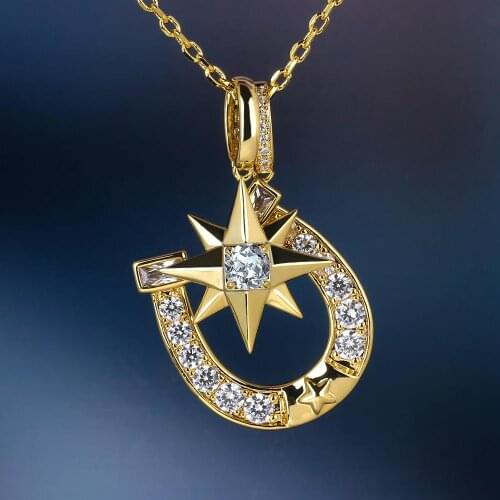 DNSCHIC Iced Out Six-Point Star and Horseshoe Pendant Wholesale Hip Hop Men and Women Lucky Pendant Hip Hop Jewelry