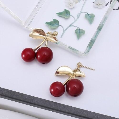 Han Edition Stud Earrings Creative Design Cherry Shape INS Style Earrings Women Lovely Valentines Day Gifts Sell Like Hot Cakes