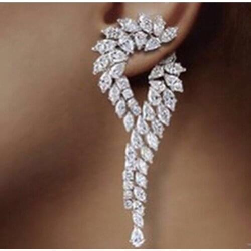 Waterdrop Earrings Brinco Zirconia Luxury Cubic Zirconia Cz Unique Curve Big Long Fashion Party Wedding Earrings For Women