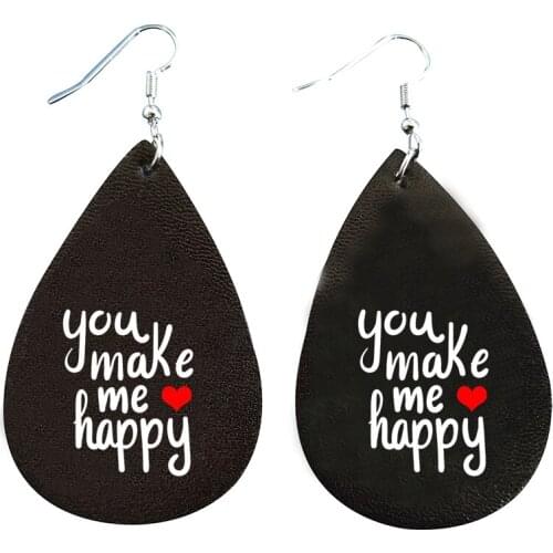 Valentines Day PU Leather Earrings Layered Glitter Sweetheart Earrings Valentine Gifts