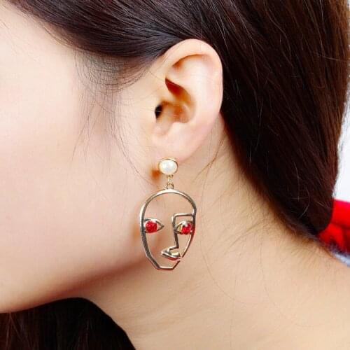 Earrings for Women серьги 2021 тренд Korean Fashion Face Exaggerated Punk Earrings Kolczyki Boucle Oreille Femme Damskie