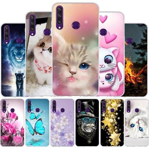 Silicone Case For Huawei Y6p Case Soft TPU Back Cover For Huawei Y6p Y6 P Y 6P Cover Cases Bumper Cute Cat Cartoon Protective