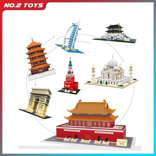 Building Blocks Bricks Architecture Modular Residential House World Famous Landmark 3D Model Miniature Landscape Toys for Boys