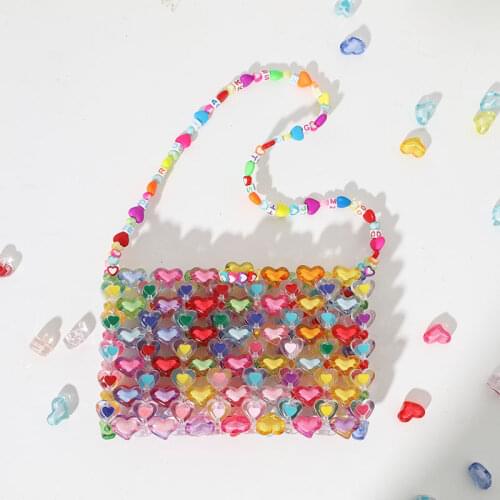 Love Beaded Bag DIY Hand Woven Bag Gir Summer Jelly Colorfull Purses and Handbags Luxury Designer