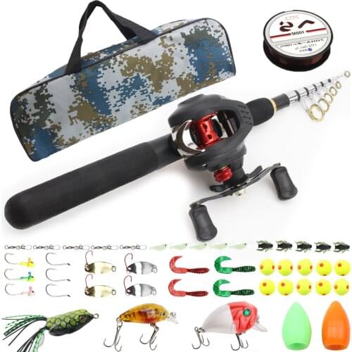 1.65M Carbon Casting Rod Reel Combos carp rod and reel Soft bait Fish hook Fishing line Bag set trout rods Novice fishing gear