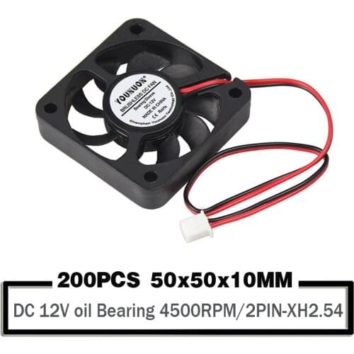 200PCS YOUNUON DC 12V XH2.54-Pin 50mm 5CM 5010 PC CPU Heatsink Cooling Cooler Fan