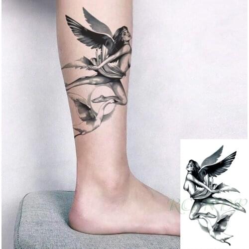 Waterproof Temporary Tattoo Sticker Angel Sexy Girl Swan Moon Fake Tattoo Flash Hand Arm Leg Tattoo for Women Men
