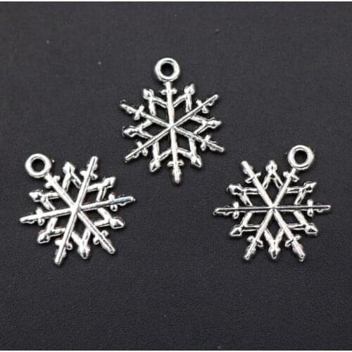 WKOUD 20pcs Silver Plated Metal Snowflake Charm Alloy Pendants Vintage Necklace Bracelet DIY Handmade Jewelry Findings A351