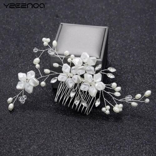Clips Romantic Crystal Pearl Flower HairPin Rhinestone Bridal Crown Hair Pins Bride Hair Comb Wedding Hair Jewelry Accessories
