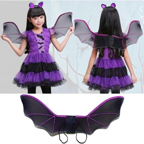 1Pc Child Anime Cosplay Cute Bat Wing Costume Kids Halloween Costumes For Girls boys Black Wings Cosplay Halloween Party Costume