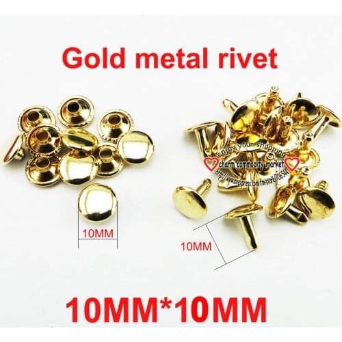100PCS 10*10MM Gold RIVET buttons sewing clothes accessories bag fits rivets MR-013