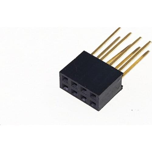 100 pcs 2.54 mm 0.100" Pitch 2x4 Pin 8 position 2 Rows PCB Female Header Through Hole Straight DIP PC104 Pin Header Connector