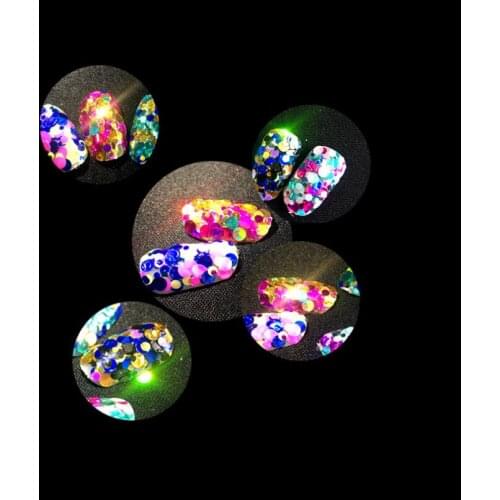12pcs Polish Flakes Dots Round Shape Paillettes Laser Silver Glitter Shiny Holographic Sequins Manicure Nail Art Decor T1783
