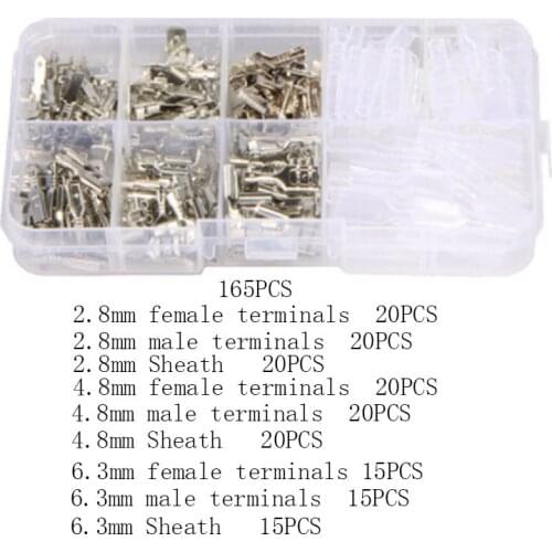 2.8/4.8/6.3mm Plug-In insulated male bus connector wire crimping terminal spade connector matching sheathed 165/270 kit