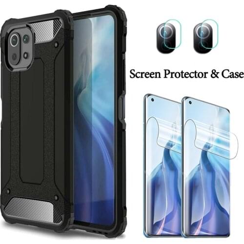 360 Dual Protection Mi11i Mi 11 lite 5G Mi11 Ultra Case Shockproof for Xiaomi Mi10 Pro Mi10T Mi 11i Note 10 Pro Hydrogel Film Back Cover Mi 11 lite