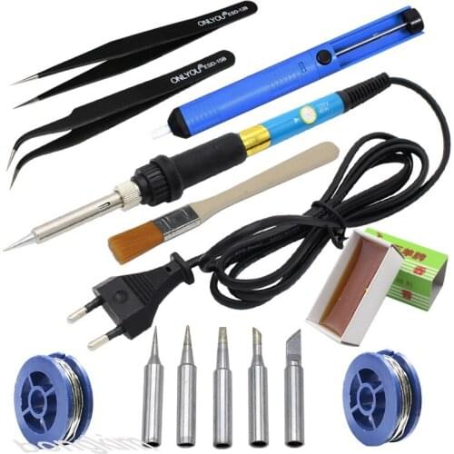 60W Electric Soldering Iron 14pcs In 1 Adjustable Temperature Solder Iron Set For Solding Station With 5pcs Soldering Tips Kit