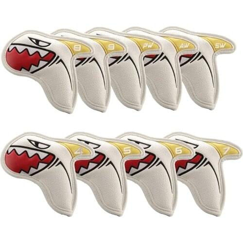 Golf Putter Headcover Golf Club Iron Headcover Head Cover PU Tool 9X Shark Golf Iron Head Covers