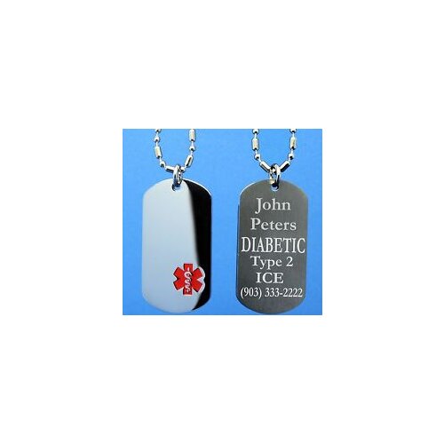 Cheap Stainless Steel Medical ID Dog tag with sausage link chain hot sales custom Engraving medical id dog tags