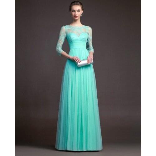 Elegant Long Party Dress Europe And USA Autumn Womens Red Long-sleeved Lace Perspective A-Line Wrist Beadings Party Dress