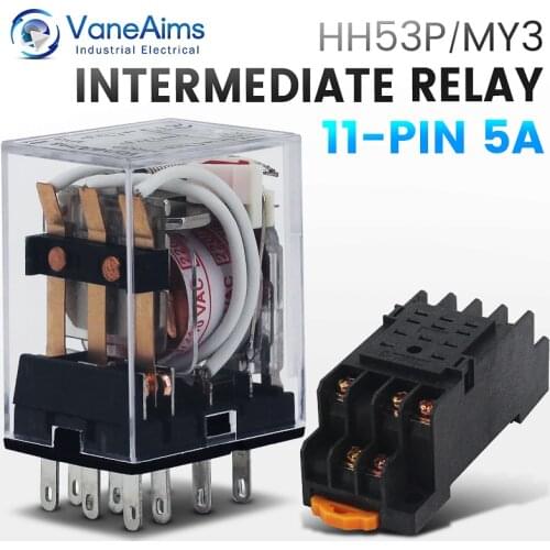 Electromagnetic Coil General DPDT Power Relay MY3NJ DPDT 8Pins HH53P DC12V 24V AC220V Miniature Relay & PYF08A Base