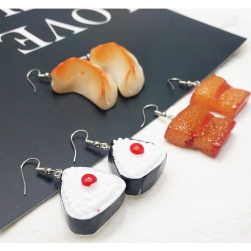 Interesting Imitation Braised Pork Meat Sushi Dumpling Drop Earrings Resin Creative Food Jewelry Fashion Women Earrings trinket