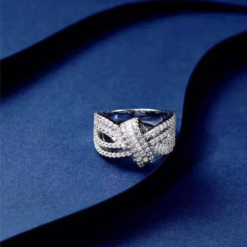 Luxury 100% 925 Sterling Silver Rings Created Moissanite Gemstone Wdding Party Luxury Creative Ring For Women Fine Jewelry Gift