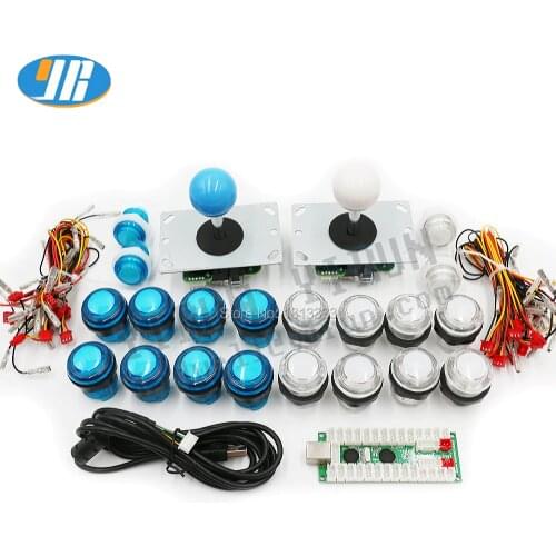 DIY Arcade Kit Zero Delay USB Encoder USB To PC Games 4 / 8 Way Joystick 5V LED Illuminated Push Button