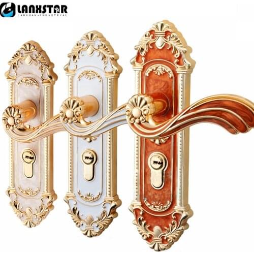 LANXSTAR Luxury Minimalist Style European Fashionable Solid Lockset Handles Interior Door Mechanical Handle Lock With Keys