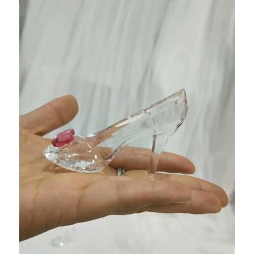 Cute Crystal Figurines Ornament Cinderella crystal shoe girl gift Table Craft Home Decoration women Kids Gifts