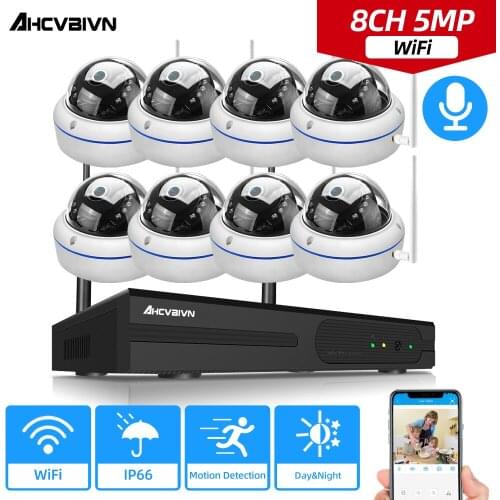 8CH IP Camera WIFI NVR Kit Outdoor Waterproof WIFI CCTV Camera Security System Kit 5MP Wireless Video Surveillance System Set