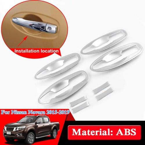 Exterior Decoration Sequin For Nissan Navara NP300 2018-2019 Car Styling Door Handle Bowl Cover ABS CHROME Outside Handle Cover