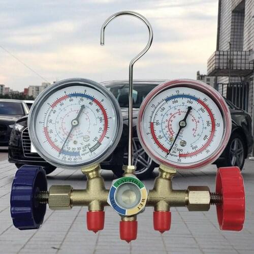 Stainless Steel Automotive Air Conditioning Fluoride Table Digital Display Refrigerating Meter With Double Gauge Valve For Car