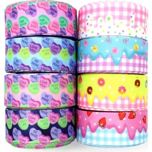 New 1 '25mm candy/egg cone cartoon ribbon 10 yards DIY handmade gift wrap birthday cake with heart Grosgrain headdress bow