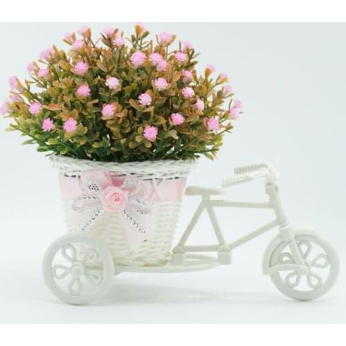 2021 New Bicycle Decorative Flower Basket Round Basket Rattan Floats Tricycle Bike Flower Basket Storage Party Decoration Pots