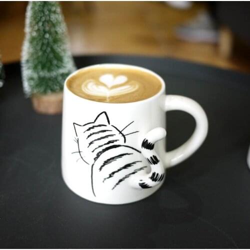 New 350mlcute animal cat puppy rabbit tail three-dimensional embossed coffee mug/couple/office cup/gift for friends and children
