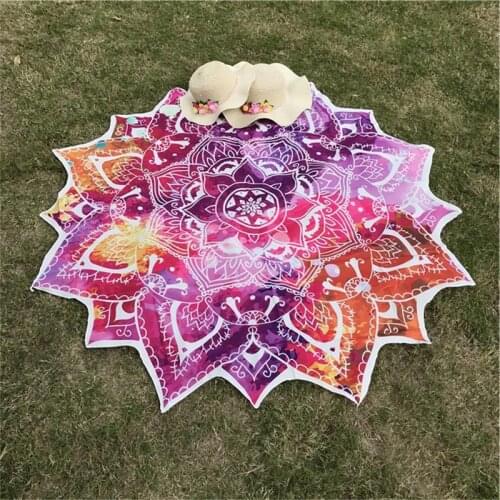 New Yoga Round Mat Indian Mandala Tapestry Lotus Mat Yoga Bohemian Flower Printed Shawl Tassel Sunblock Beach Mat