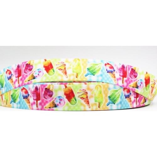 Ordinary Quality Summer Ice Cream Printed Ribbon 25/75mm Grosgrain Ribbons DIY Bows Gift Wrapping Decoration Webbing